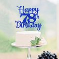 thumbnail image 3 of Cake Topper Kaoenla Feliz 78.º Cumpleaños Azul con Brillo, 3 of 7