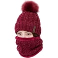 thumbnail image 1 of Womens Pom Beanie Hat Scarf Set Girls Cute Winter Ski Hat with Fleece Lined, 1 of 7