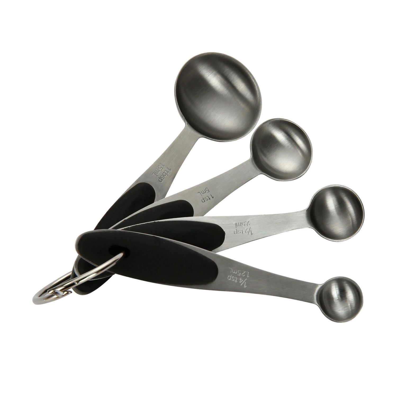 Mainstays 4-piece Stainless Steel Measuring Spoons on Storage Ring