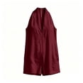 thumbnail image 4 of WAGUTH Women's Cotton Linen Halter Rompers Sleeveless V-Neck Shorts Jumpsuit with Pockets for Summer Beach Vacation & Casual Daily, 4 of 4