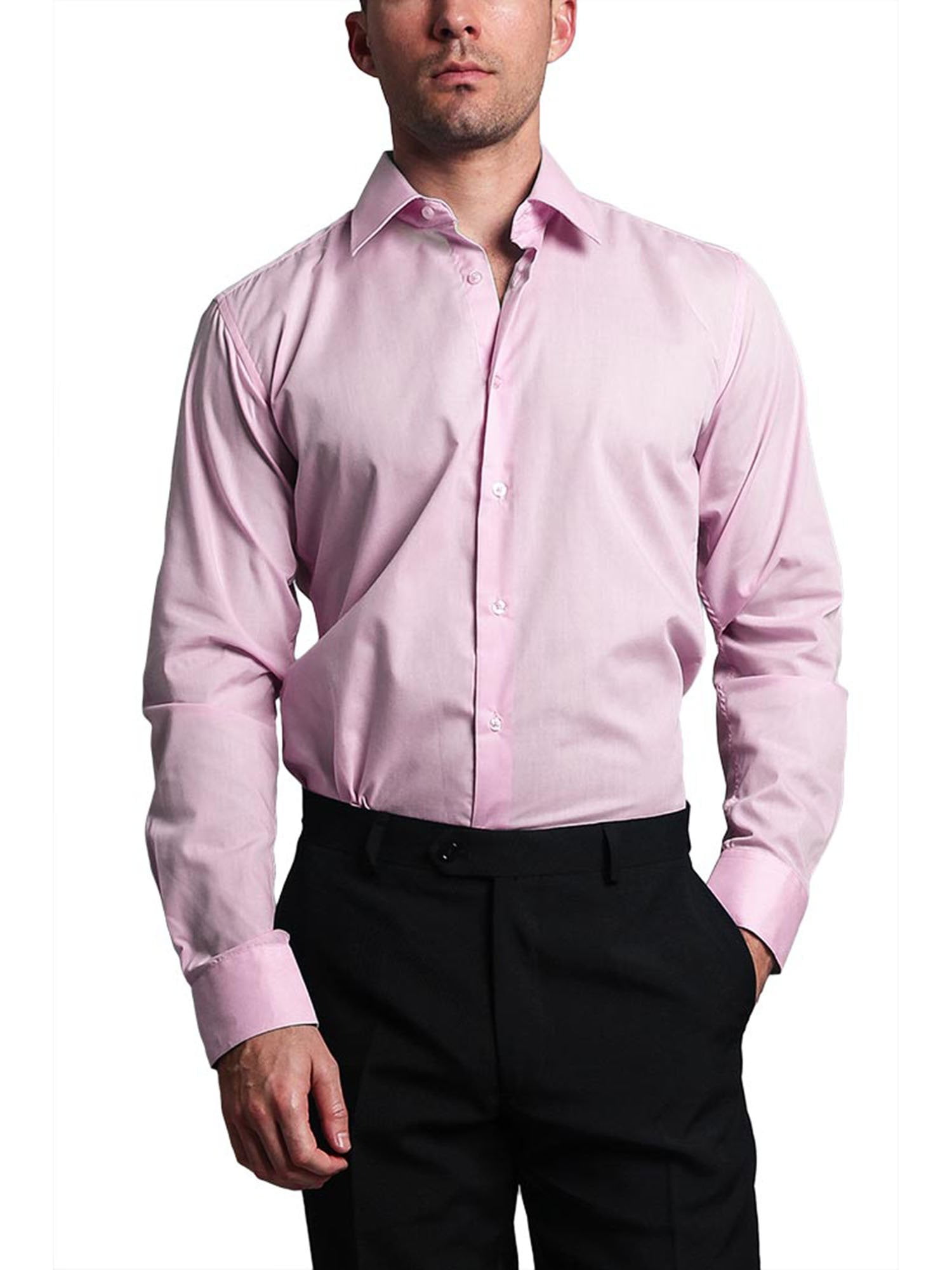 G-Style - G-Style USA Men's Slim Fit Dress Shirt - PINK - 2XL/18-18.5 ...