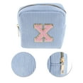 thumbnail image 4 of Unique Bargains 1 Pc Letter x Pattern Makeup Bag for Travel Blue Corduroy, 4 of 6