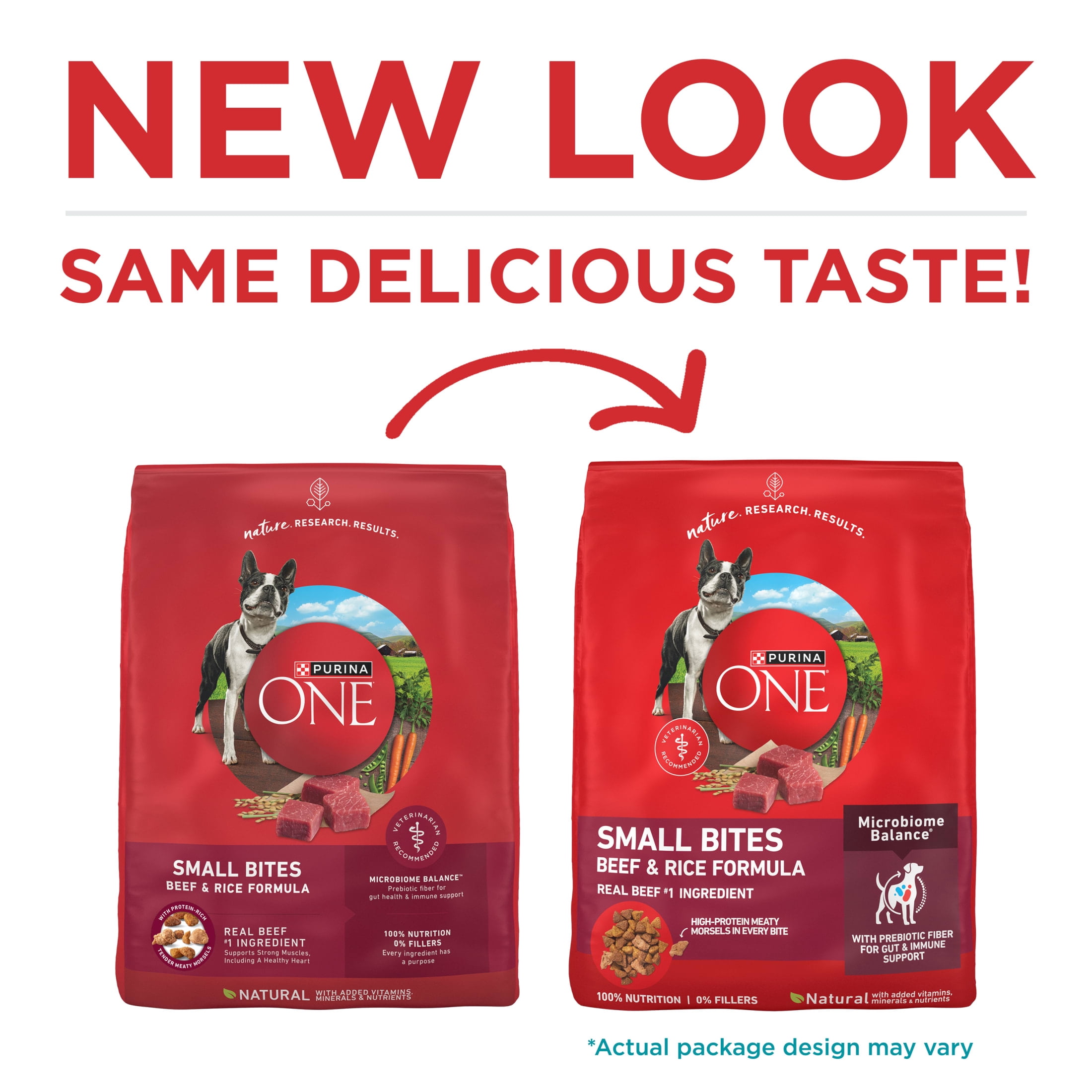 Purina ONE Small Bites Dry Dog Food for Adult Dogs with Added Vitamins & Minerals, High Protein Beef & Rice, 16.5 lb Bag