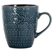 Elama Deepsea Mozaic 16 Piece Round Stoneware Dinnerware Set in Sea Blue