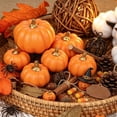 thumbnail image 4 of 12 Pcs Small Artificial Pumpkins Fall Decorations, Fake Pumpkin for Autumn Harvest Halloween Thanksgiving Faux Pumpkins Home Table Decor, 2.9 x 2.5 Inch, 4 of 5