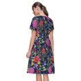 thumbnail image 2 of Bixox Robe d'Été à Manches Courtes pour Femmes Robe Ample Longueur Genou avec Poches-Floral, 2 of 7