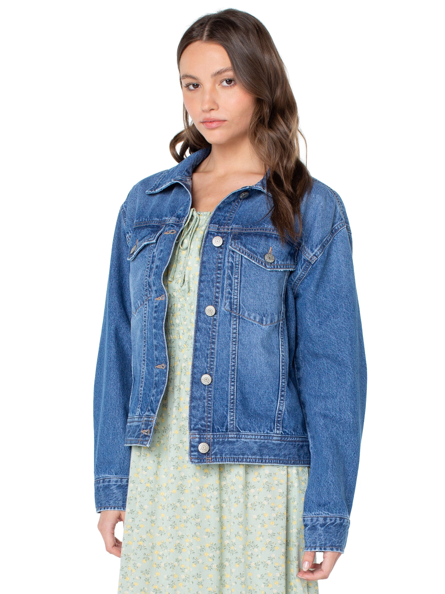 Celebrity Pink Women's Oversized Denim Jacket, Sizes XS-XXXL