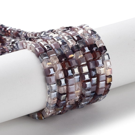 1Strand Gradient Color Electroplate Glass Bead Strands Segmented Multi-color AB Color Plated Faceted Cube Old Rose 2.5x2.5x2.5mm Hole: 0.8mm about 170~180pcs/strand 16.93~17.72 inch(43~45cm).