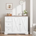 thumbnail image 1 of BeesClover 41.3'' Farmhouse Buffet Cabinet with Storage - 3 Drawers & 2 Doors, White Buffet Cabinet for Kitchen, Dining Room, Living Room, Hallway - Rustic Modern Design, 1 of 7