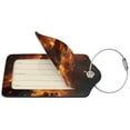 thumbnail image 4 of Rocae Cool Fire Man for Leather Luggage Baggage Tags ID Label Privacy Cover ID Label with Stainless Steel Loop and Address Card, 4 of 5
