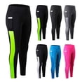 thumbnail image 6 of Women's Thermal Yoga Tights, High Waist Warm Compression Leggings, Winter Workout Running Pants with Pockets, Black + Green, XXL, 6 of 8