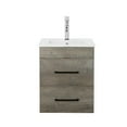 thumbnail image 5 of Resenkos Wall Cabinet, Wall Mount Cabinet,Grey Wood Grain Wall-Mounted Bathroom Vanity with Double Drawers, White Ceramic Sink, and Mirror, 5 of 10
