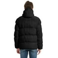 thumbnail image 3 of SEARIPE Men's Down Jacket Coat Solid Hooded Letter Printing Insulated Jacket with Pocket Black L, 3 of 7