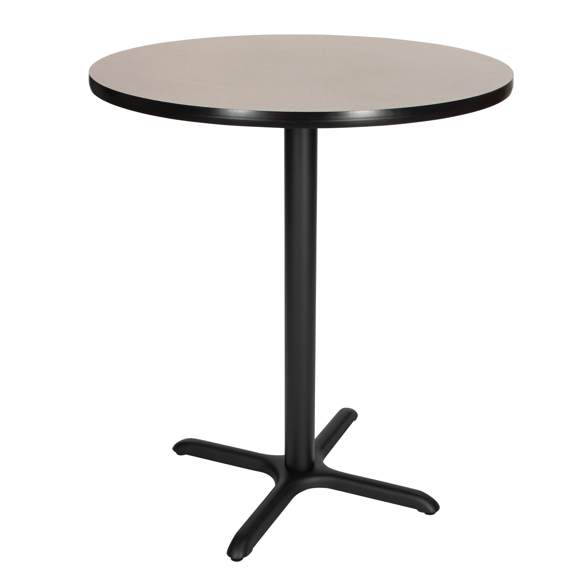 Hampden Furnishings Bennet Collection Steel Frame 36" Round Top, X Base, 42" Height Cafe Table, Black Frame/Grey Nebula Top