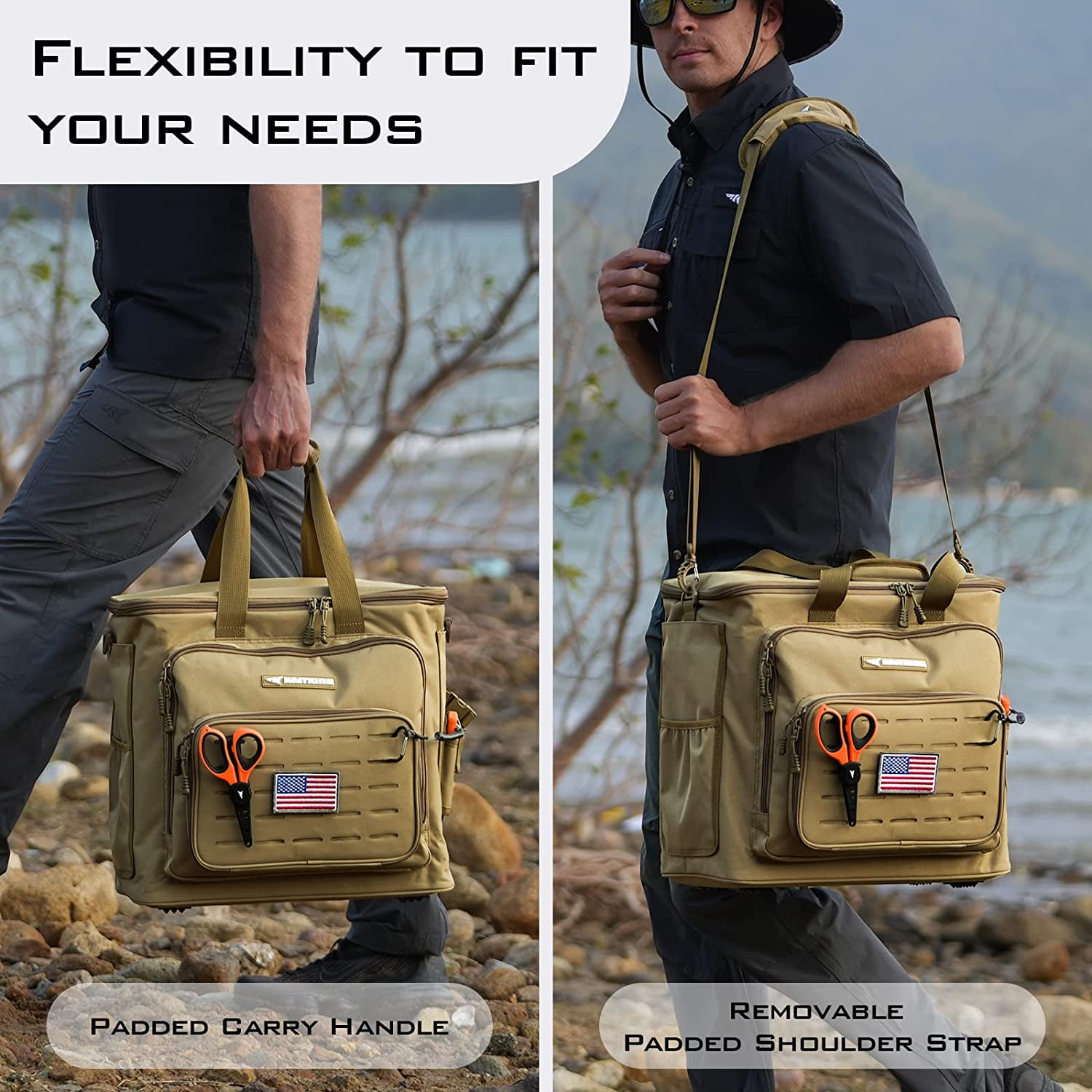KastKing Fishing Tackle Bags - Water Resistant Material - Fishing Gear Storage -Karryall Large Khaki