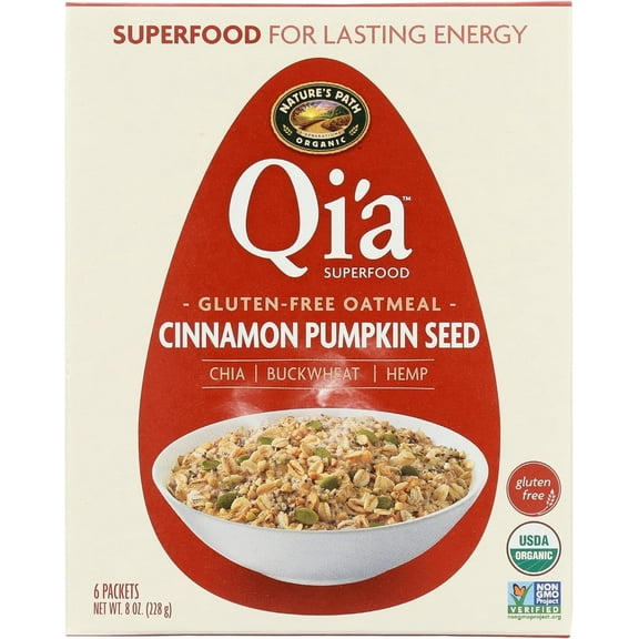 Nature's Path Organic Qia Superfood Gluten-Free Oatmeal Cinnamon Pumpkin Seed 8 oz Pack of 2