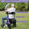 thumbnail image 5 of COSYWILL Walker with Seat,Foldable Rollator Walker,10" Wheels,Height Adjustable,Removable Back Support, 300 lbs,Purple, 5 of 9