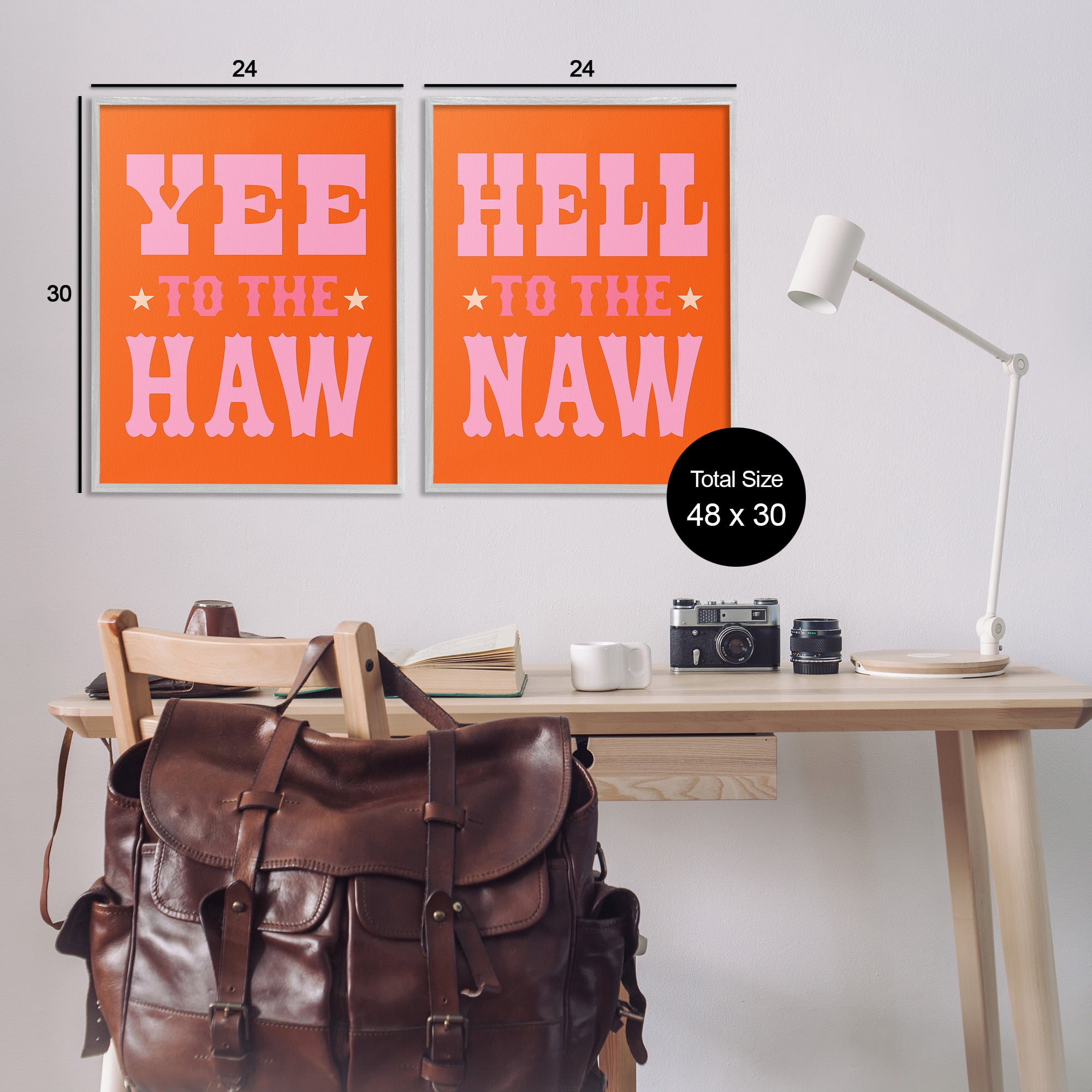 Stupell Industries Funny Cowgirl Phrases Typography Painting Gray Framed Art Print Wall Art, 24 x 30, Set of 2
