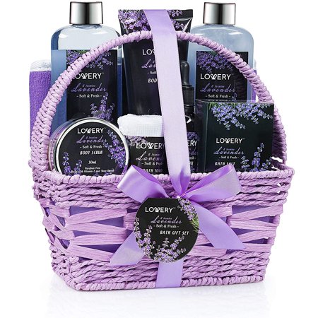 Home Spa Gift Basket, Luxurious 9 Piece Bath & Body Set for Women/Men