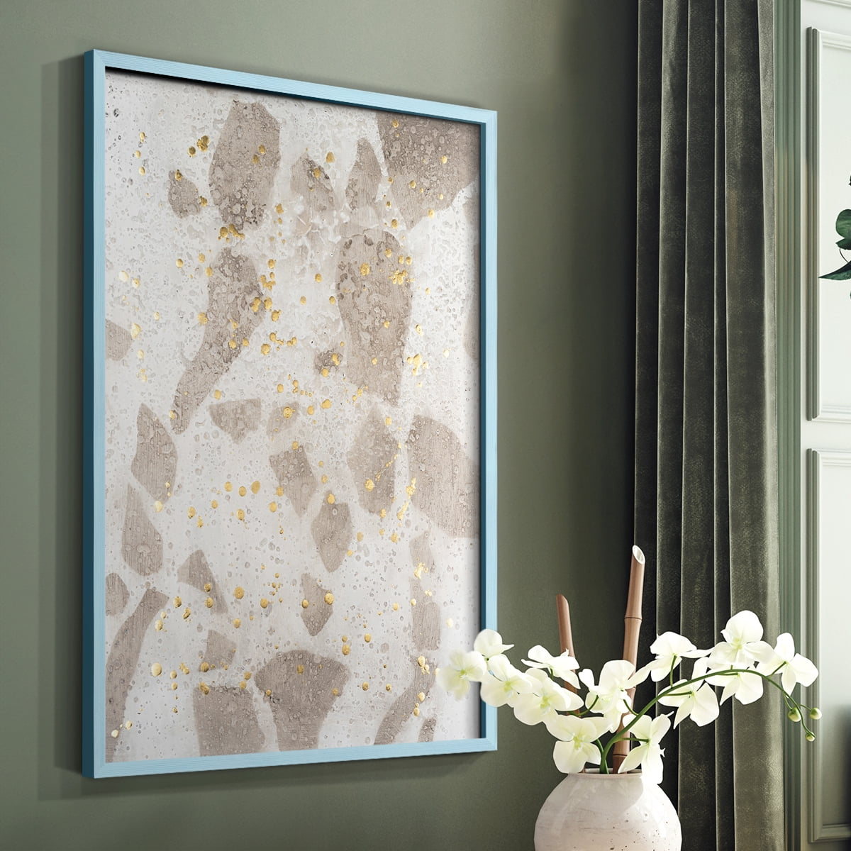 Chordata II Framed Print in Blue Solid Wood Framed Print No Nail Hanging