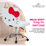 Impressions Vanity Hello Kitty Teddy Swivel Vanity Chair, Desk Chair with Adjustable Height (White)