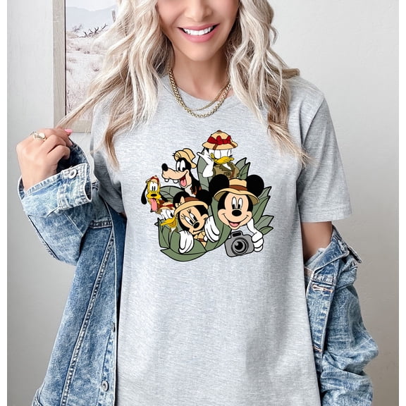 Moonlight Apparel Safari Adventure Cartoon Character Shirt Comfort Multi-Colors Graphic Tee for Men & Women, Jungle Explorer Animal Friends T-Shirt, Vacation Family Matching Outfit