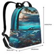 thumbnail image 4 of Zufioo Hawaiian Ship Dolphin Print Fashion Large Capacity Backpack, Zippered Multi-compartment Travel Work Campus Lightweight Backpack, Unisex, 4 of 5
