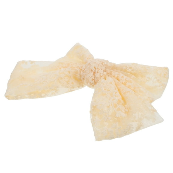 PAMINGONO 1Pack Large Hair Bows Lace Hair Bow for Women Girls with Beige Color