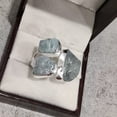 thumbnail image 4 of Natural Aquamarine Ring, Rough Aquamarine Gemstone Ring, March Birthstone, Triple Stone, 925 Sterling Silver, Womens Ring, Christmas, Adjustable Ring, Handmade, Statement Jewelry, Raw Gemstone Jewelry, 4 of 6
