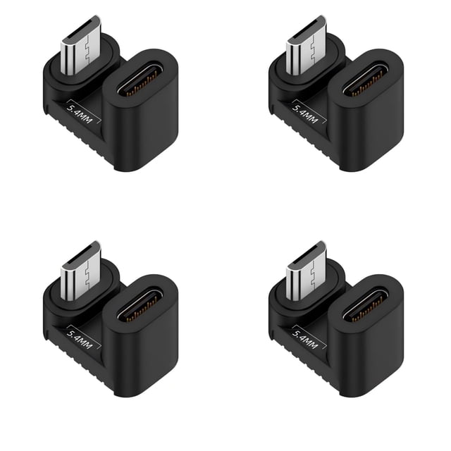 HUGFEGWE 4 Pack USB C to Micro USB Adapter,Micro USB Male to USB C Female 180 Degree Down Angled Converter Connector Adapter Support Charge Data Sync CJ25311-8014