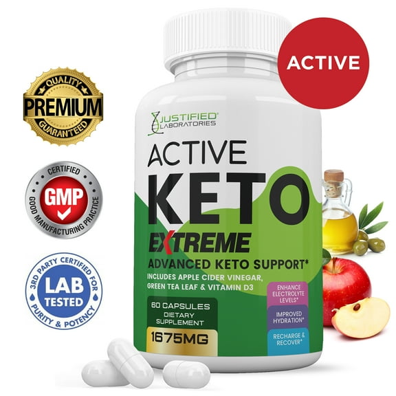 Active Keto ACV Extreme Pills 1675mg Alternative to Gummies Dietary Supplement 60 Capsules