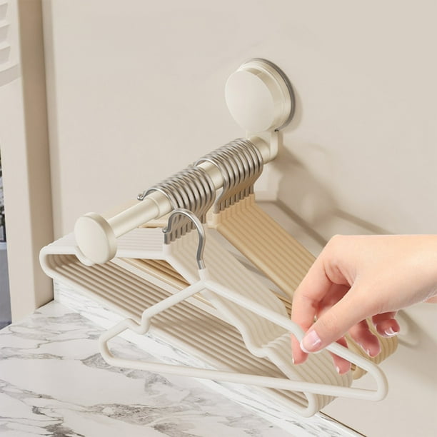 Percha con ventosa, almacenamiento fijo, sin perforaciones, gancho multifuncional para el hogar, percha telescópica, estante de pared