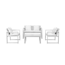 Saltoro Sherpi Faultlessly Stylish Outdoor Lounge Set In White (Set of 4)