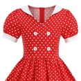 thumbnail image 5 of YDFCWXW Vintage Dresses for Girls Kids Lapel Collar Polka Dot Dress Swing Dress (Red, 5-6 Years), 5 of 5