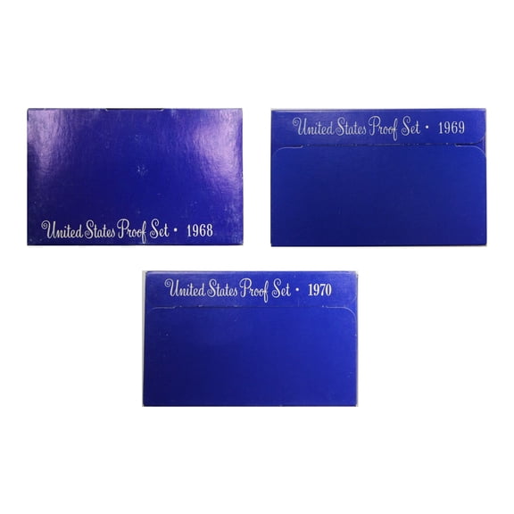 1968–1970 U.S. Proof Set Run – 15 Coin Total– 40% Silver Kennedy Half Dollar – OGP