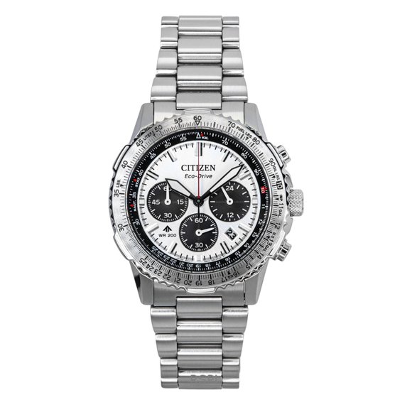 Citizen Promaster Navihawk Chronographe Acier Inoxydable Cadran Blanc Eco-Drive Montre de Plongée CA4660-61A 200M pour Homme