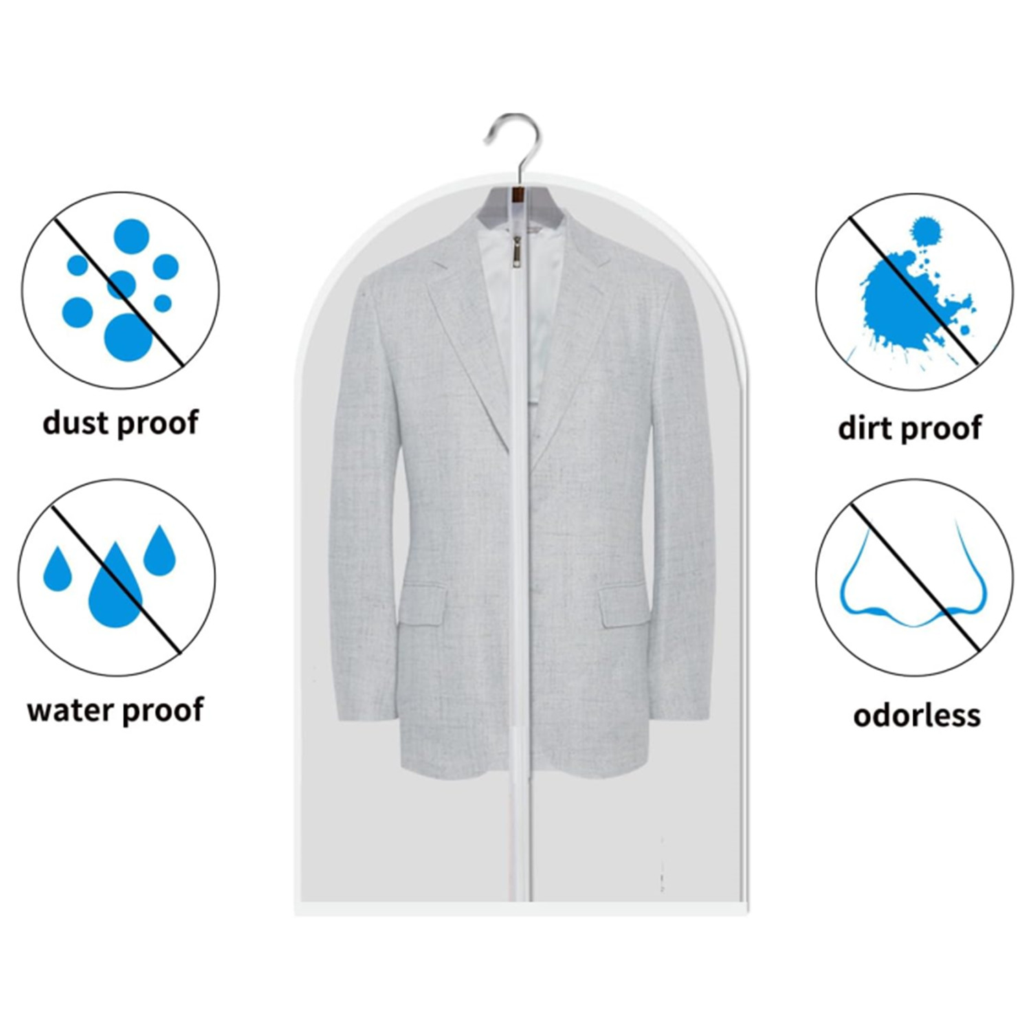 12 Pack Large Clear Garment Bags-Moth Proof Garment Bags,Garment Cover,Hanging, Dress Garment Bags Storage for Travel(39.4"X 23.6")