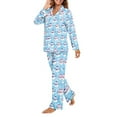 thumbnail image 3 of FOR U DESIGNS Blue Christmas Snowman Button Down Sleepwear for Women 2 Piece Size 2XL Button Up Pajama Pants for Womens Button Down Jogger V-neck Tops Loungewear, 3 of 7