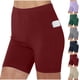 thumbnail image 1 of Shorts Elásticos de Vestir para Mujer, Casuales, de Cintura Alta, para Entrenamiento, Correr y Yoga, con Bolsillos, Vino, 3XL, 1 of 6