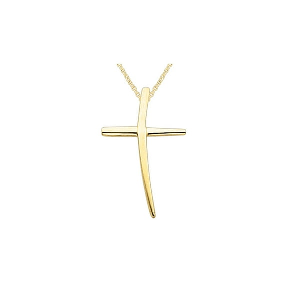 Gem & Harmony 14K Yellow Gold Polished Cross Pendant Necklace with Chain for Women
