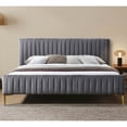 thumbnail image 2 of Omax Decor Julia Upholstered Contemporary Fabric King Platform Bed in Charcoal, 2 of 7