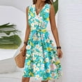 thumbnail image 4 of Boho Dresses For Women 2025, Floral Wedding Guest Casual V Neck Sleeveless Tunic Tank Dress Cocktail Beach Dresses Summer Quince Church Dresses 2025 Engagement Dresses Short (S, Navy) ZMTing, 4 of 5