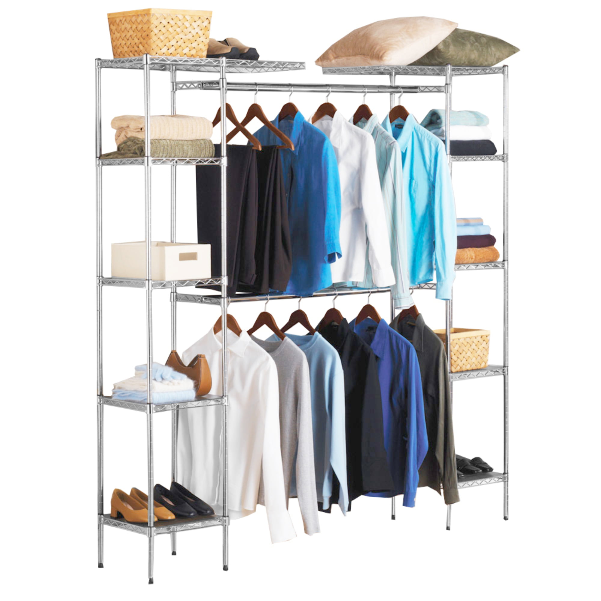 Details about   Bedroom Closet Organizer Shelf System Kit Expandable Clothes Storage Metal Rack