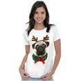 thumbnail image 4 of Christmas Reindeer Pug Adorable Womens Slim Fit Graphic Tee Brisco Brands S, 4 of 5
