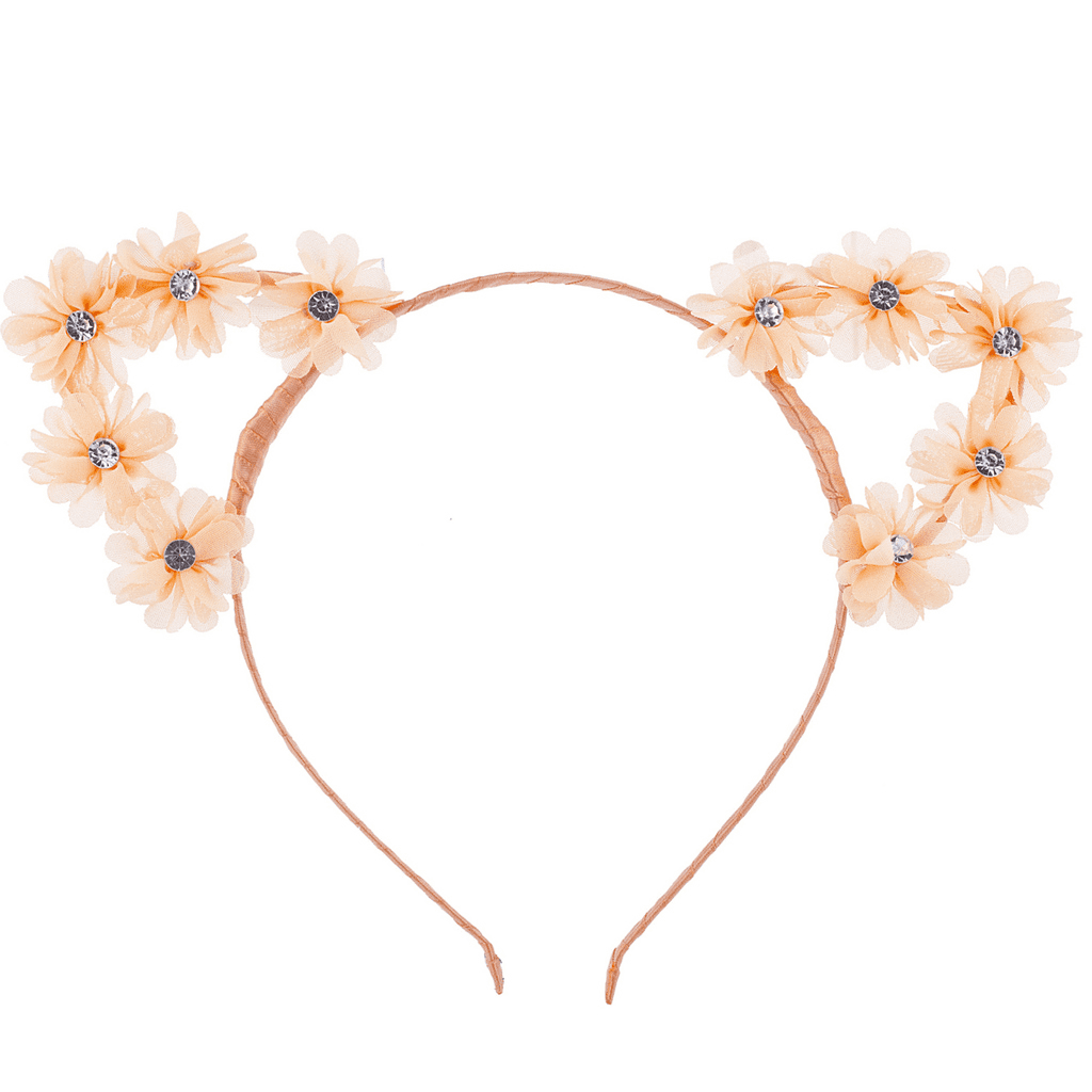 Lux Accessories Peach Cat Ear Devil Ear Cosplay Flower Crown Headband For Girls Walmart Com