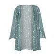 thumbnail image 6 of Sksloeg Women Kimono Polka Dot Printed 3/4 Sleeve Loose Cardigan Hawaiian Trendy Cover Ups Lightweight Kimono Button Down Shawl Collar Tops,Green 3XL, 6 of 6