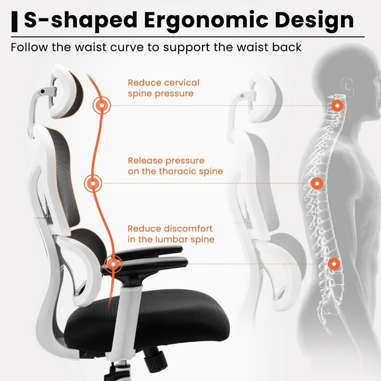 CoolHut Ergonomic Office Chair, High Back Adjustable Computer Desk