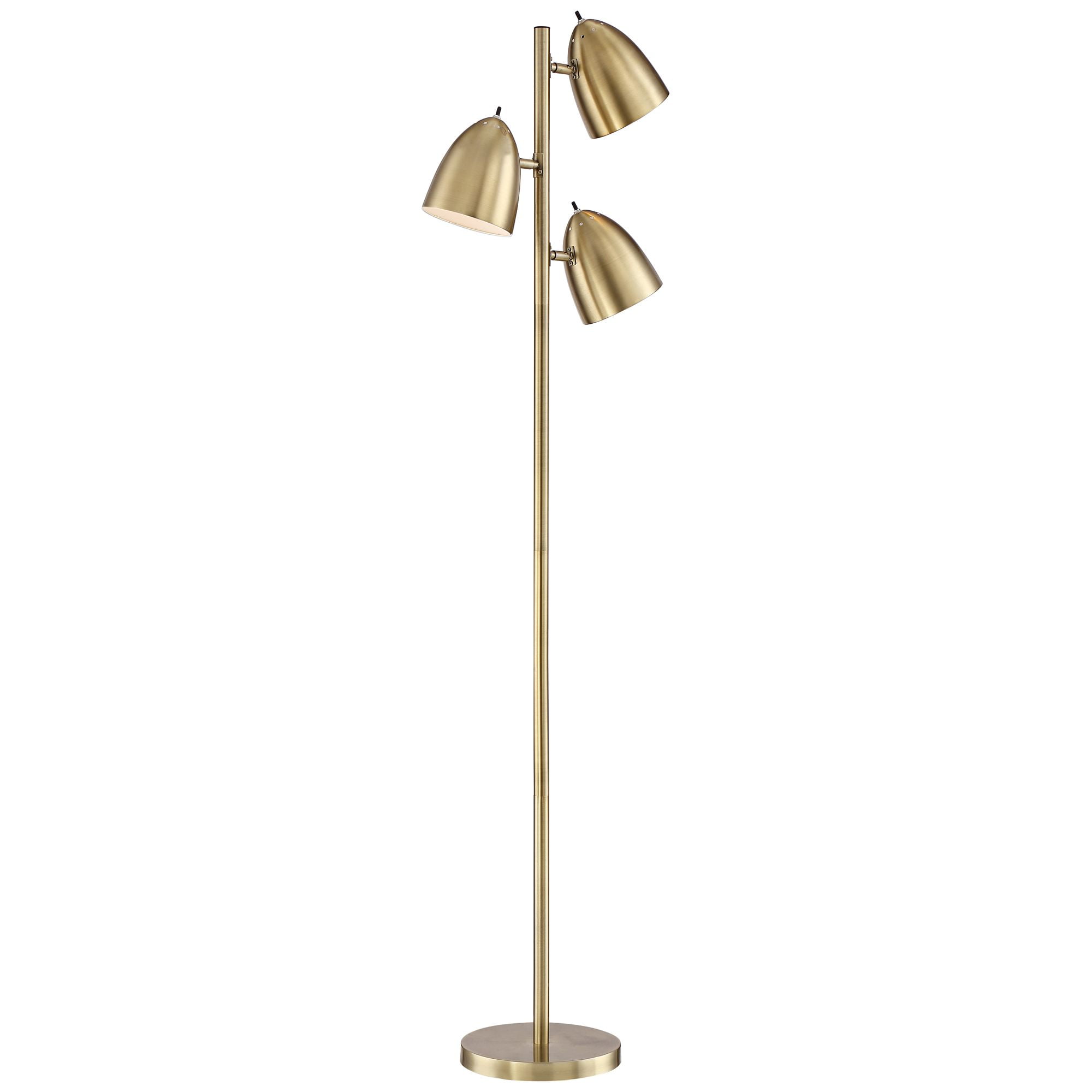 360 Lighting Aaron Mid Century Modern Tree Floor Lamp 64" Tall Aged Brass 3 Light Adjustable Dome Shade for Living Room Reading Bedroom Office House