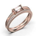 thumbnail image 3 of Beautiful Minimalist 1.45 Carat Emerald Cut Morganite And Diamond Moissanite Engagement Ring, Wedding Ring, One Matching Band In 10K Solid Rose Gold, Gift For Her, Promise Ring, Anniversary Ring, 3 of 3