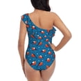 thumbnail image 5 of Rateoe Bullfinches Pattern Women One Piece Swimsuits Tummy Control One Shoulder Bathing Suits Ruffle Swimwear-, 5 of 6